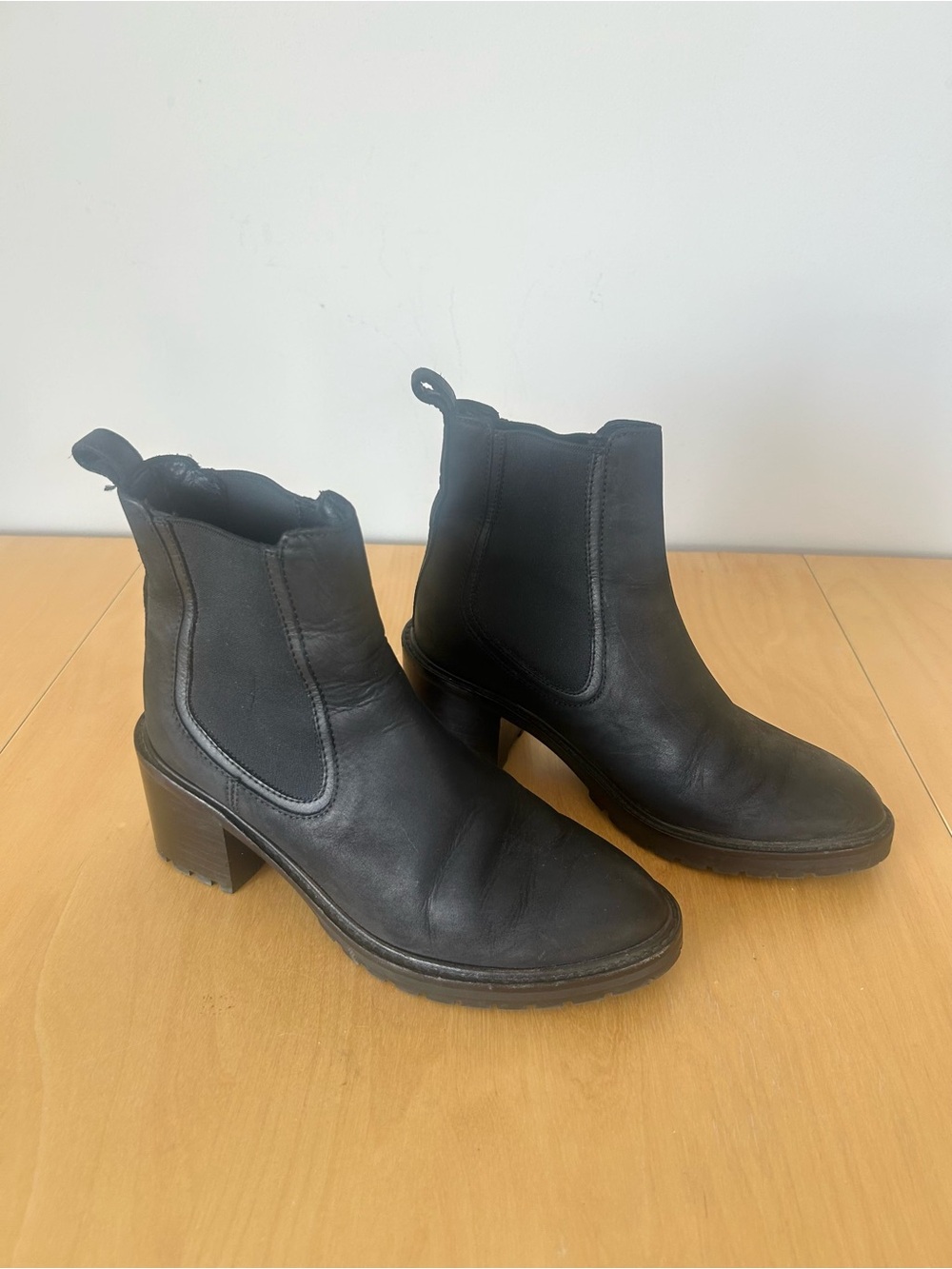 Thursday Boot Co Knockout Black Matte Leather Block Heel Ankle Boots, Sz 6